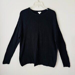 J. Jill Black Crewneck Sweater Womens XL Long Sleeve Lightweight Cotton Blend SS